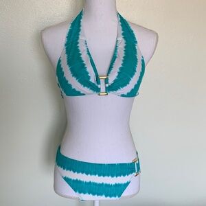Lauren Ralph Lauren Turquoise and White Bikini
